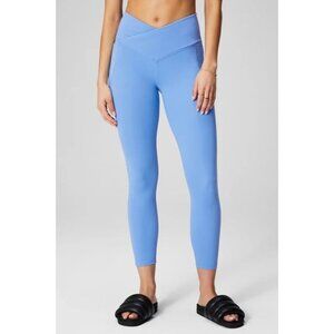 Fabletics Oasis PureLuxe High Waisted Crossover 7/8 Leggings Surf Blue Size M